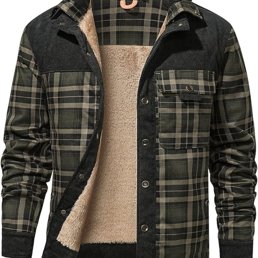 Men's Long Sleeve Flannel fleece Jacket XL